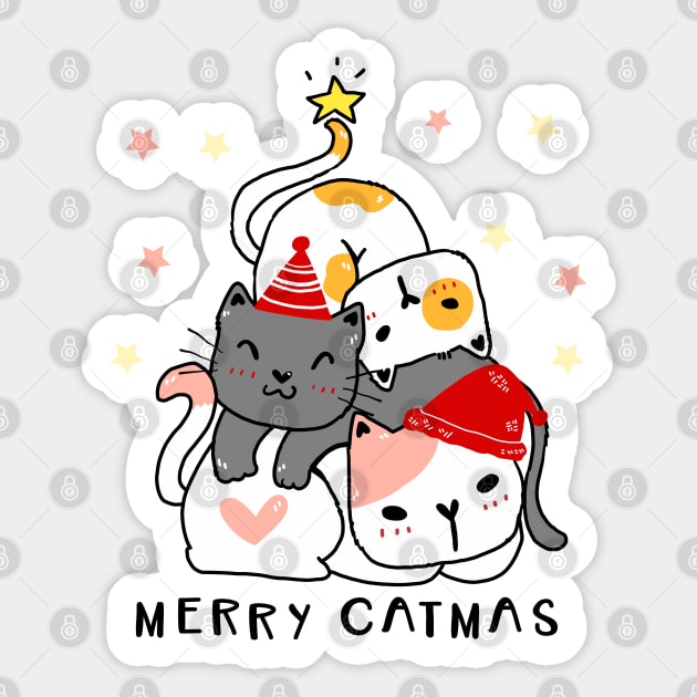 Merry Catmas Sticker by stark.shop